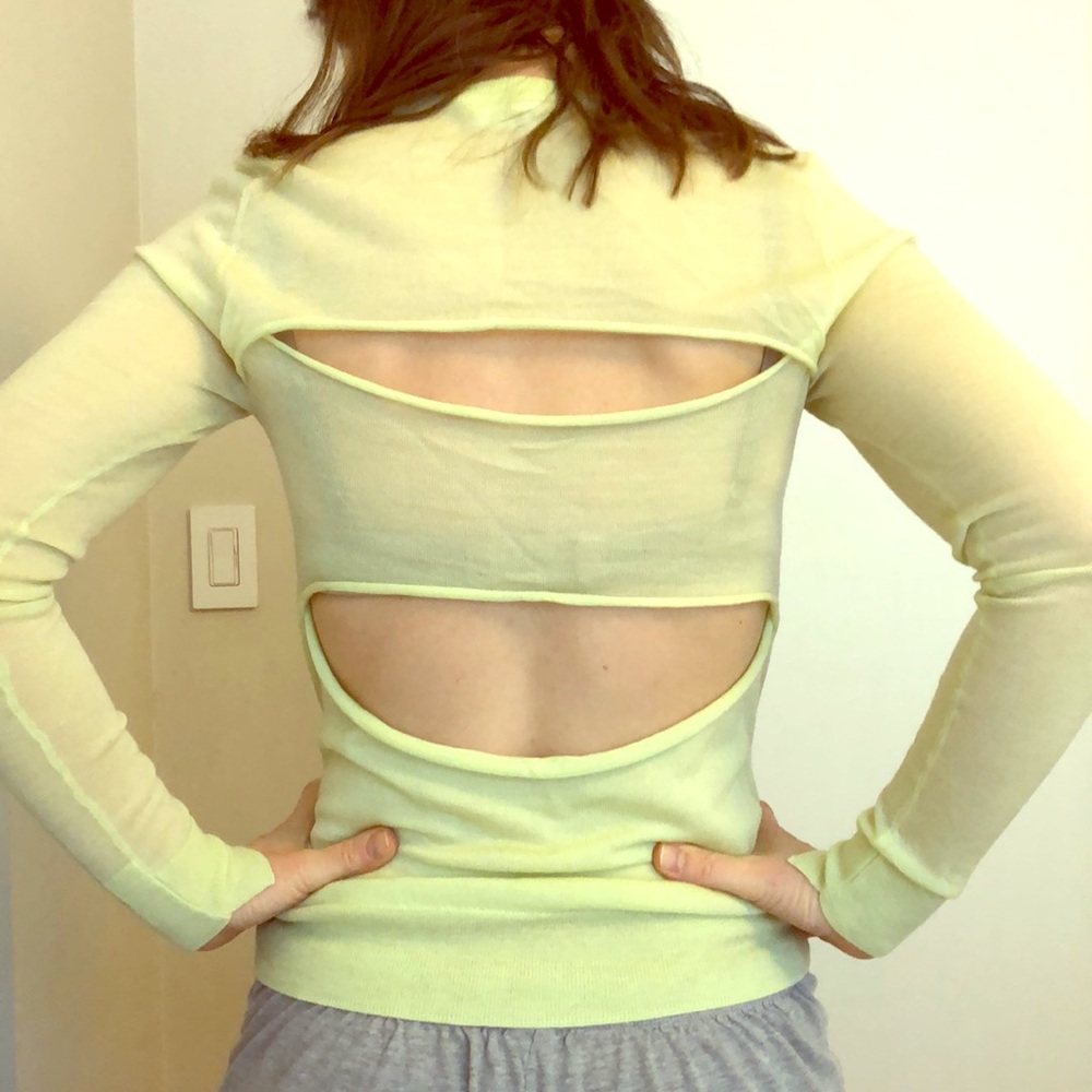 Never worn lime green A.L.C. Slashed back sweater